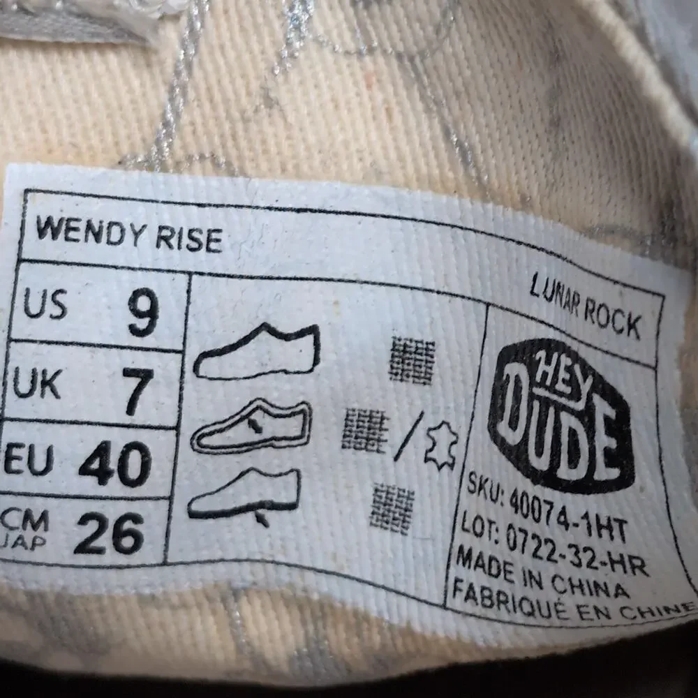 Hey Dude Women's Wendy Rise Slip-On Loafers Gray Shoes Size 9 Lightweight